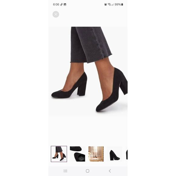 New 7.5 JustFab Black Daphne-E Round Toe Chunky Block High Heel Dress Shoes - Picture 1 of 9